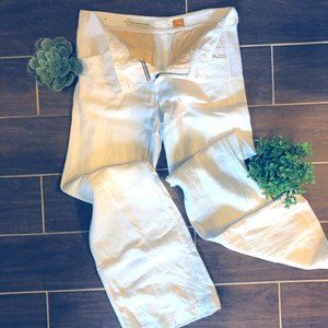Anthropologie White Linen Pants